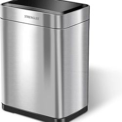 STRENGLEE 16 Gallon Stainless Steel Trash Can Kitchen Large with Lid Vibration Automatic Sensor Large Kitchen Garbage Can Touchless Automatic Trash Ca