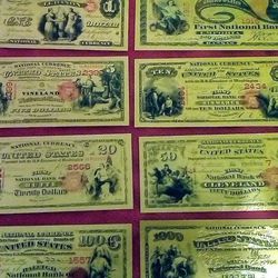 8 1875 Bank Notes 
