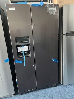 BLACK STAINLESS STEEL KITCHEN AID SIDE BY SIDE FRIDGE // WE DELIVER 