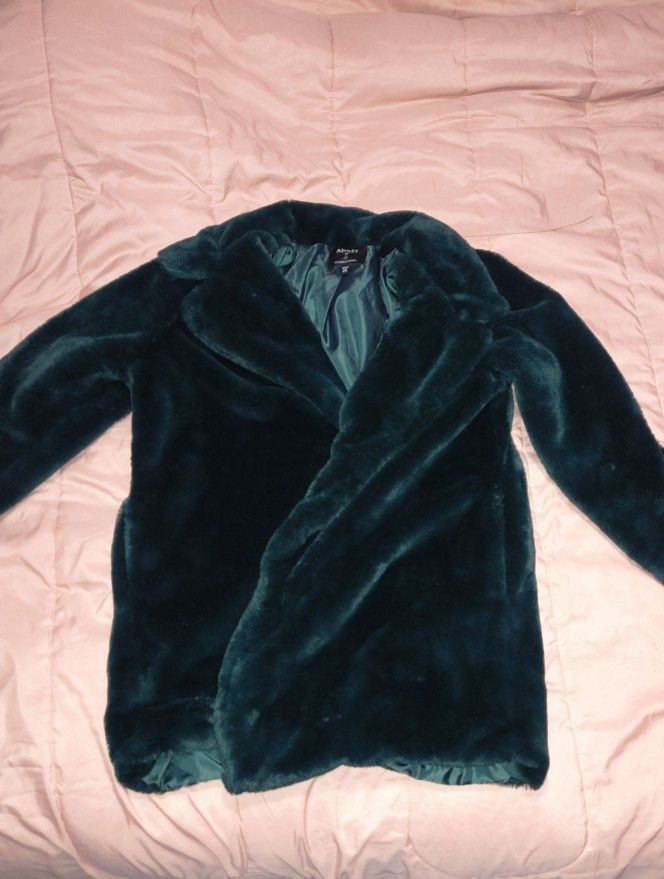 Ashley by 26 International Faux Fur Teddy Bear Coat In Emerald Green