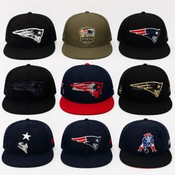 9 Patriots Hats - All New Era Fitted 7-3/8