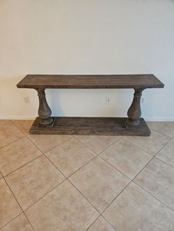 Rustic Wood Console Table with Baluster Legs