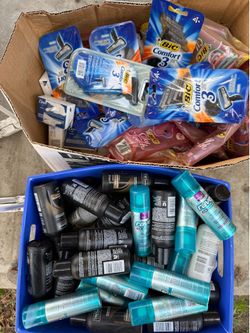 FIRM 25 Shampoo And 25 Conditioners New Rave  Hair Spray  Plus Men/Woman Disposable Razors& 29 dove body soap Great Deal