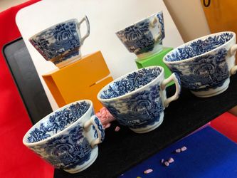 ••Booths Brithis Scenary Blue 8024 Set 5 Cups Only••Beautifully New••