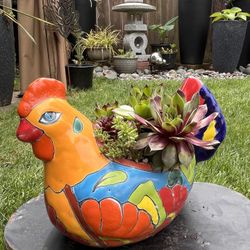 Talavera Chicken Succulent Planter