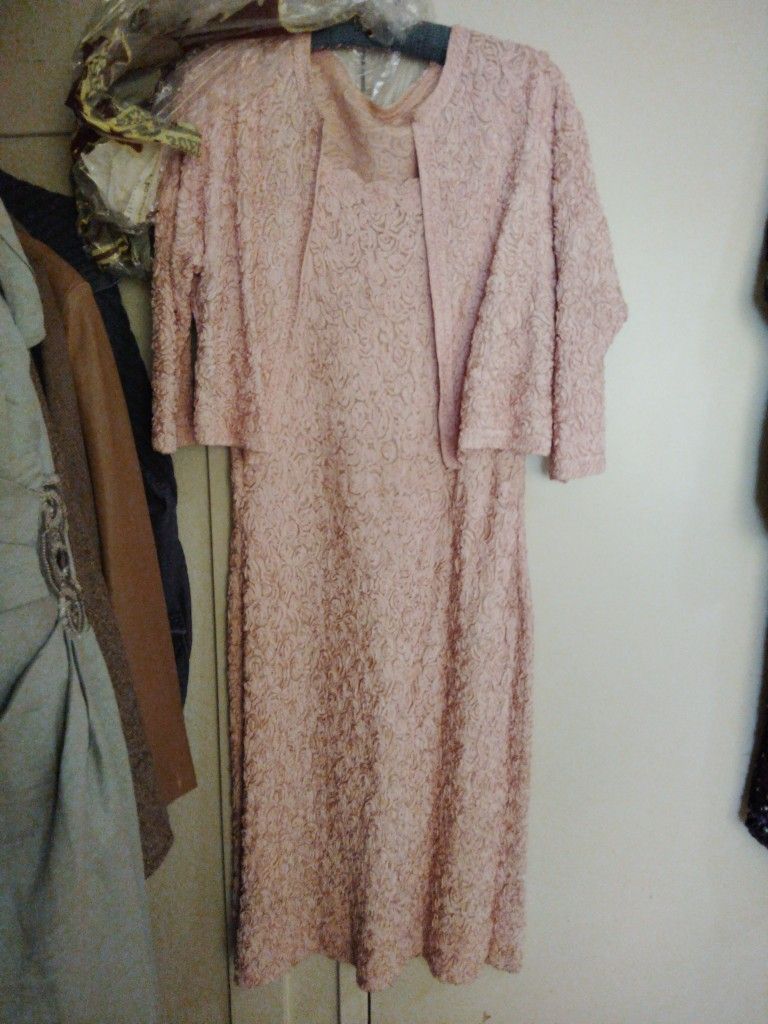 2xl Vintage Caledonia Powder Pink Dress And Jacket