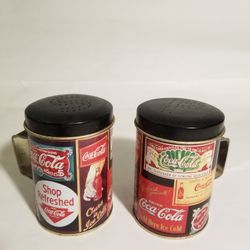 vintage Coca-Cola metal salt and pepper shakers