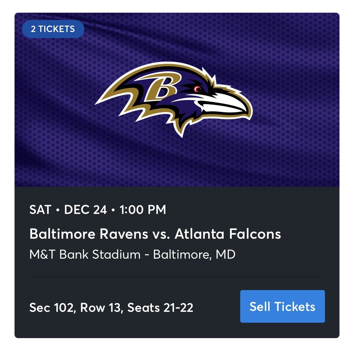 Ravens VS Falcons Christmas Eve Game