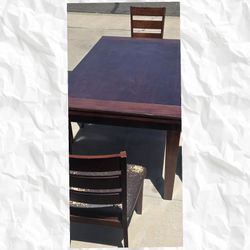 Dark Wood Dining Table with 6 Chairs