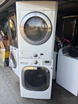Lg Stackable  Washer and gas dryer  Excellent working condition  Heavy duty  W27 D30 H78 Washer 4.5 cu ft Dryer 7.3 cu fit 3 months warranty parts and