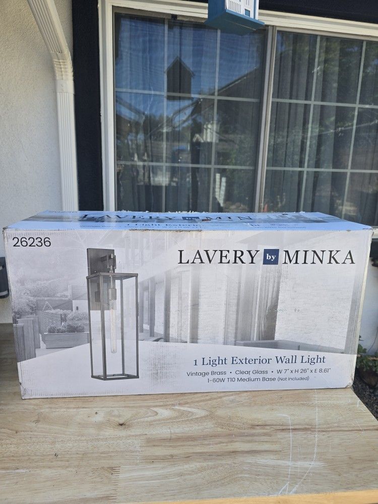 26" Vintage Brass Outdoor Hardwired Wall Lantern