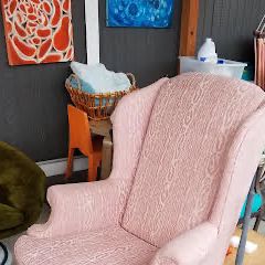 Pink patterned large chair