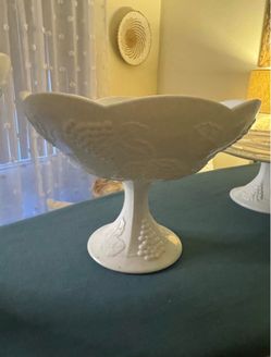Milk Glass Pedestal Compote Bowl
