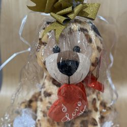 Leopard I Love You plush- press the heart and it sends a kiss and says “I love you” 
