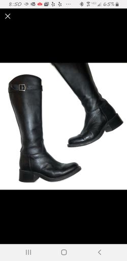 Frye Dorado Black Leather Tall Riding Boots