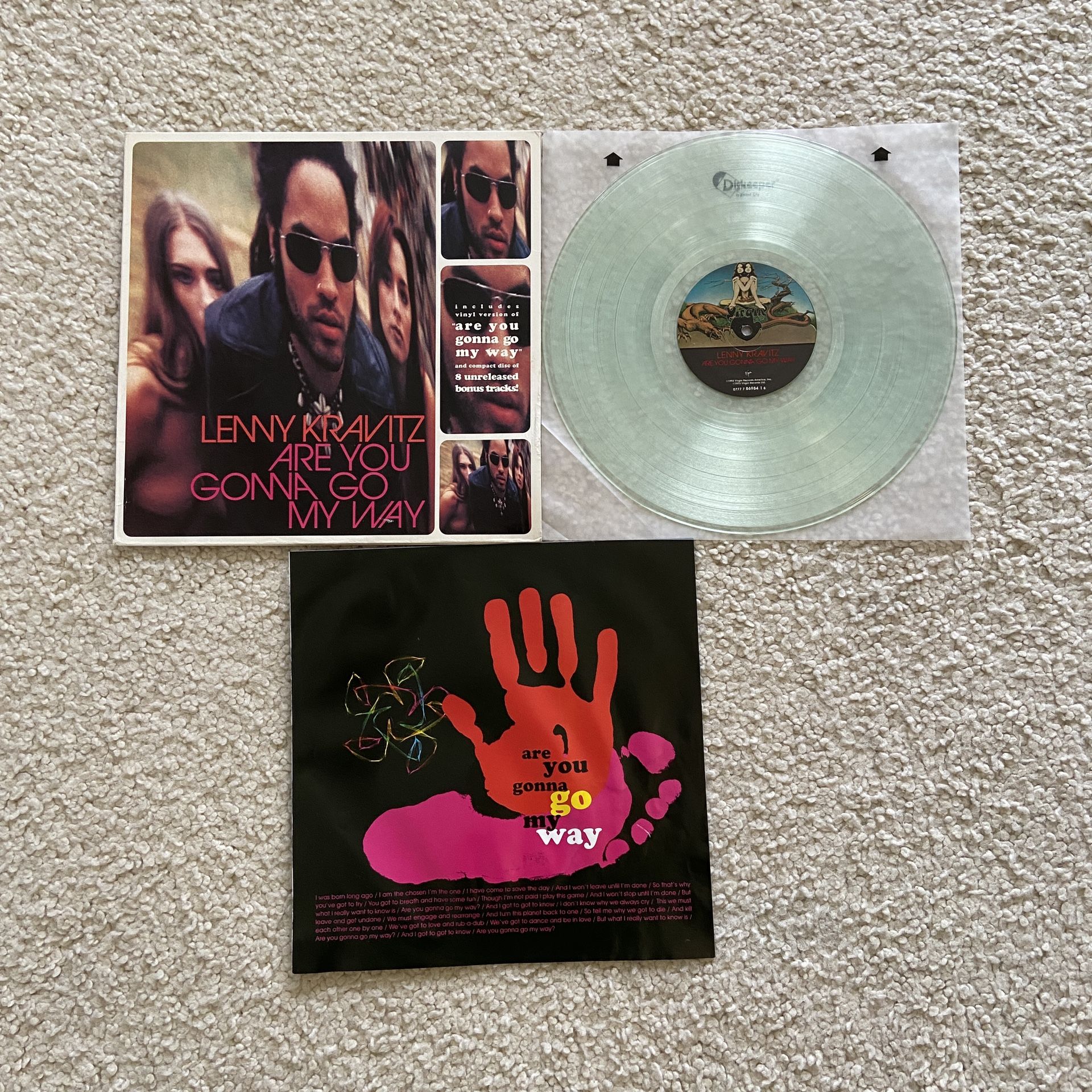 Lenny Kravitz “Are You Gonna Go My Way” Clear Vinyl Lp 1993 Virgin Records Original 1st US Press Not Reissue Collector’s Copy 90s Rock Rare.