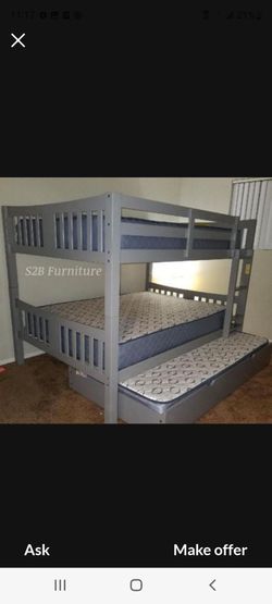 Fullfulltwinn Grey bunkb3d with Orthopedic Matres.colchon