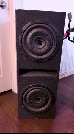Dual Kicker Subwoofers in Carpeted Enclosure