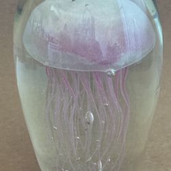 Paperweight Jelly Fish Glow In The Dark Art Bubbled Glass