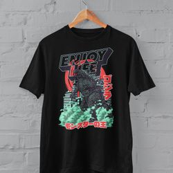 Monster Graphic T-Shirt, Black Cotton, Cinematic Design