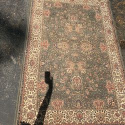 Vintage Trans Ocean "Windsor" Belgian Synthetic Green Floral Area Rug