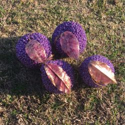 Purple Glitter Apples And Pear Ornaments