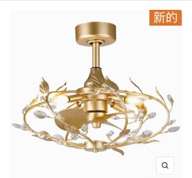 24” Alexia Gold Crystal Ceiling Fan with Light & Remote – F3013