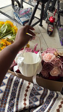 White Flower Girl Basketry
