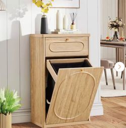 💫NEW Modern Hidden Trash Can Cabinet with Drawer - Light Oak💫