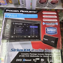Power Acoustik 2-DIN DVD Car Stereo Bluetooth USB SiriusXM Bundle PH-620SXMB