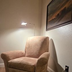 Comfortable And Elegant Tan Upholstered Reclining Armchairs 