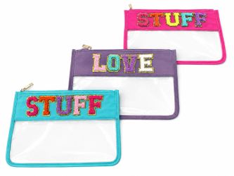 Medium Size Bold Color Plastic Cosmetic Bags