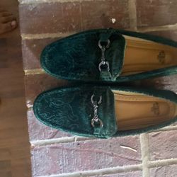 gucci Green Suede Loafers 