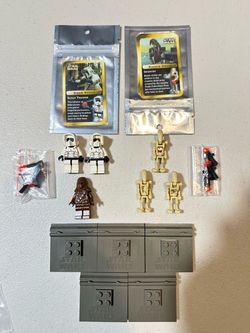 LEGO Star Wars Chewbacca and 2 Biker Scouts + Battle Droid Commander and 2 Battle Droids