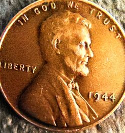 1944  No Mint Mark, Lincoln Wheat Penny 