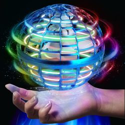 🎁 Flying Orb Ball Toy - Hand Controlled Hover Boomerang with RGB Lights, Cosmic Globe Fidget Spinner Mini Drone, Safe Indoor Outdoor Gift for 6+