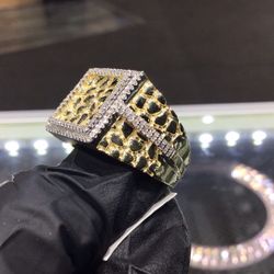 10k Gold Diamond Nuggets Ring Square Shape Available In Stock .💎💎💎