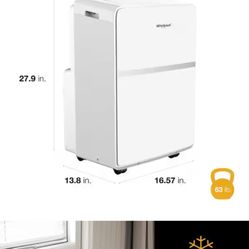 Whirlpool 6,500 BTU (DOE) Portable Air Conditioner Cools 275 sq. ft. with Dehumidifier and Fan in White