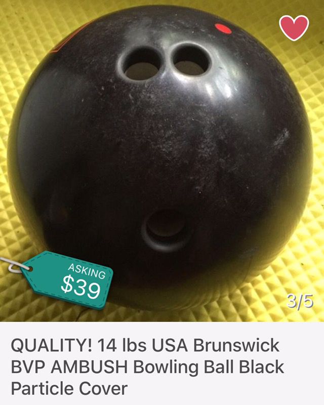 QUALITY! 14 lbs USA Brunswick BVP AMBUSH Bowling Ball Black Particle Cover