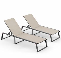 Brand New 2-Piece Outdoor Patio Lounge Chairs – Aluminum Frame, Adjustable & Foldable