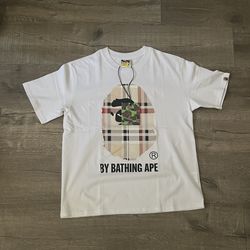 White burberry Bape Tee shirt