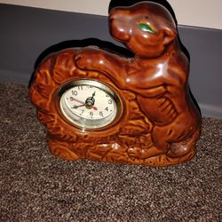 Vintage Porcelain Brown Panther Desk Clock