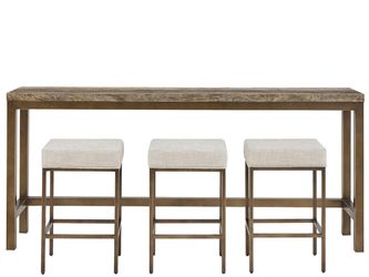 Birchaven Dark Gray/Smoked Gold/Yukon Sand Console w/ Stools