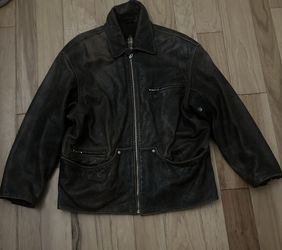 Vintage Winlit Leather Coat Jacket Size Large Brown