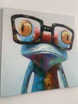 Hand Painted Cute Smart Pig with Pop Art Colorful Animal Piggy Canvas Artwork for Kids Room Home Office Decor 24 x 24 Inch