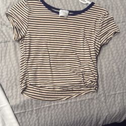 Olivia Rae Navy and Cream Striped Tee 