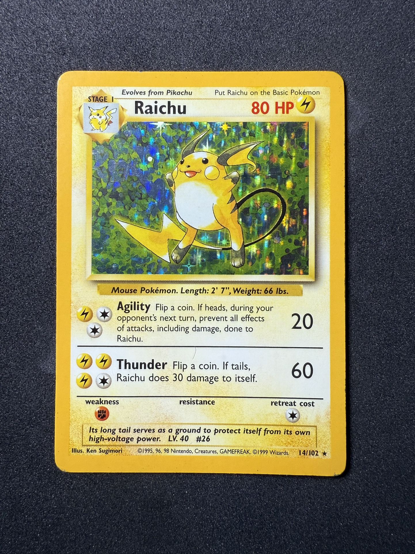 Vintage Raichu Pokemon Card