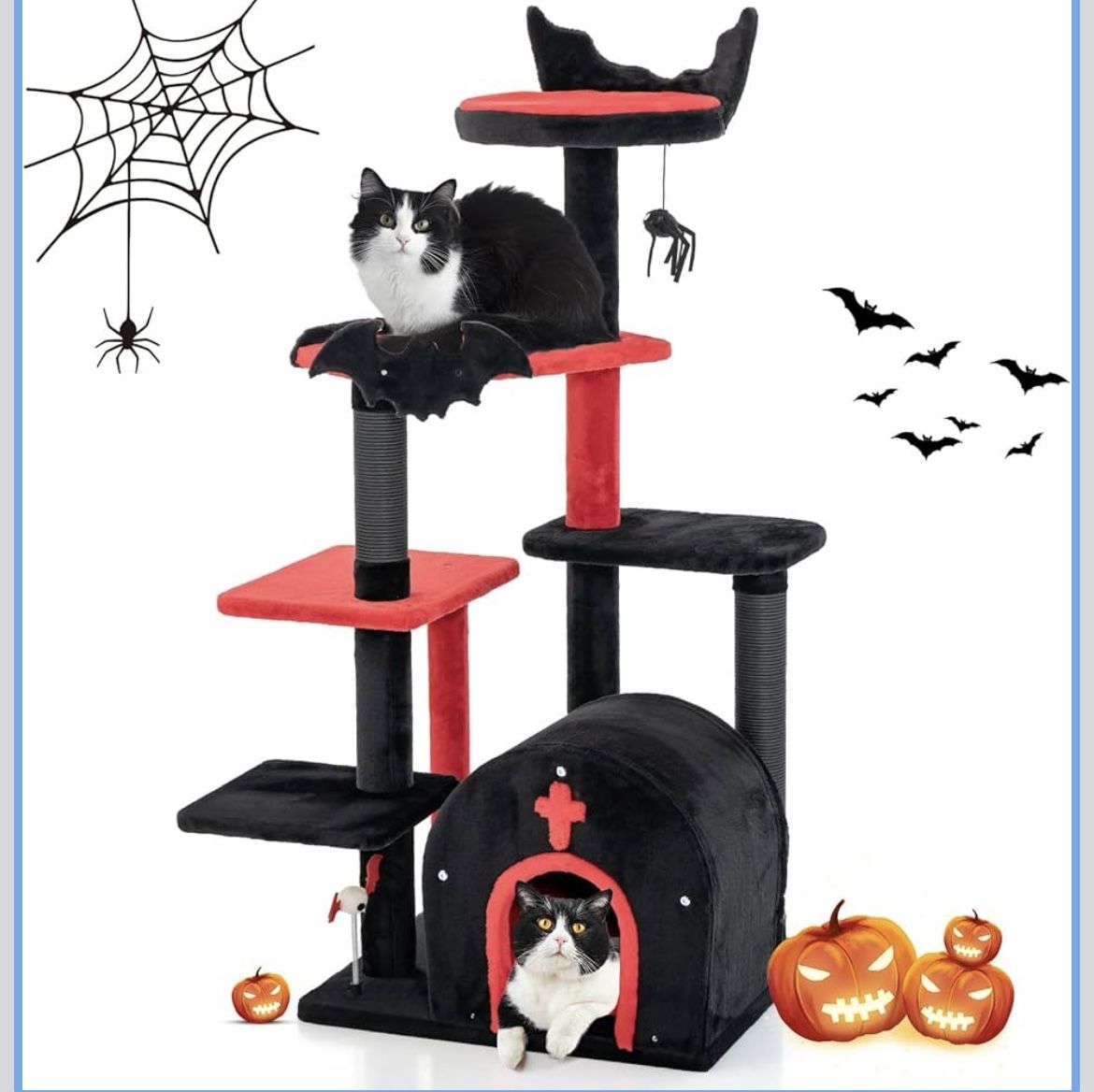 Gothic Cat Tree 53 Inch Black Cat Tower