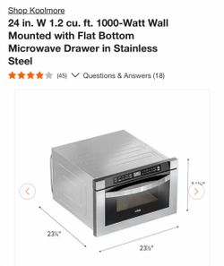 Shop Koolmore 24 in. W 1.2 cu. ft. 1000-Watt Wall Mounted with Flat Bottom Microwave Drawer in Stainless Steel