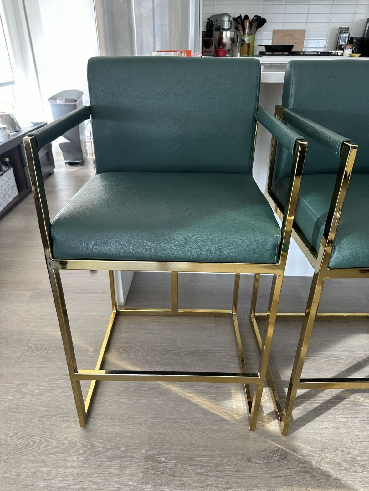 Set Of 4 Green Barstools- Bar Height